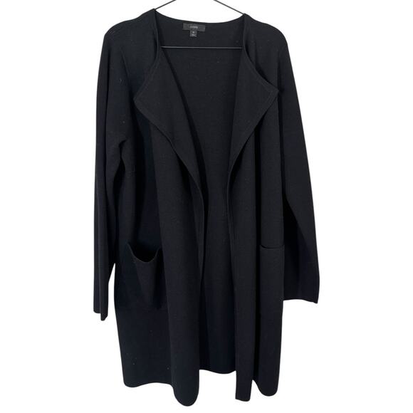 J. Crew Juliette Collarless Sweater Blazer Black‎ Medium Longline Wool Blend - Picture 4 of 9